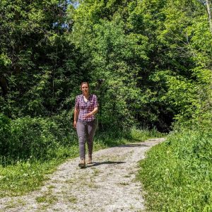 Woman hiking at Utopia Conservation Area summer